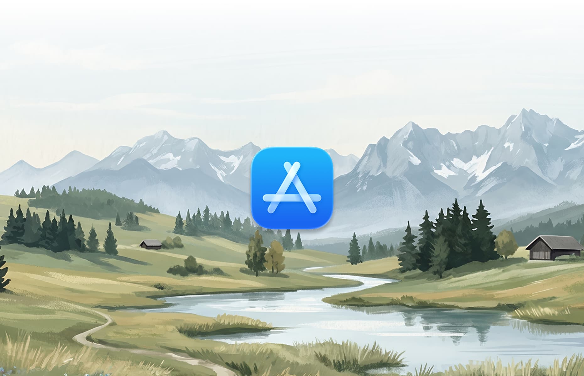 Illustrated changelog cover for v1.0 — Glossar arrives on the App Store.